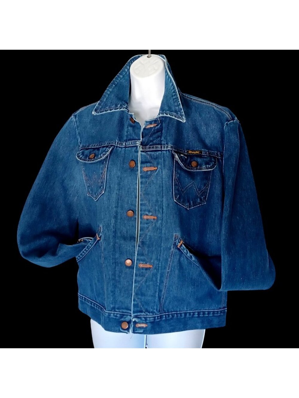Wrangler Denim Vintage Trucker Jacket Rockabilly Western Style Mens Sz 40 L